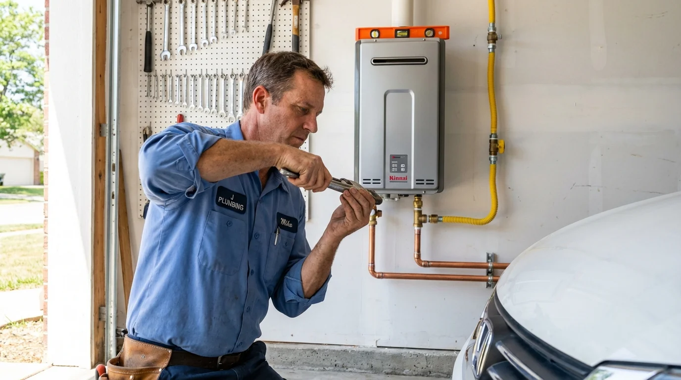 Tankless water heater installation by a Johns Plumbing LLC plumber in Muskogee